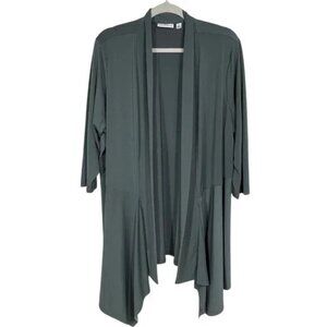 Susan Graver Liquid Knit Gray Open Front Cardigan Sz 2X Neutral Minimalist